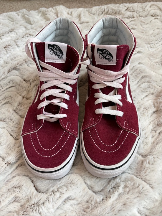 Vans Shoes - Vans women’s Maroon High-Top Skate Sneakers with White Accents